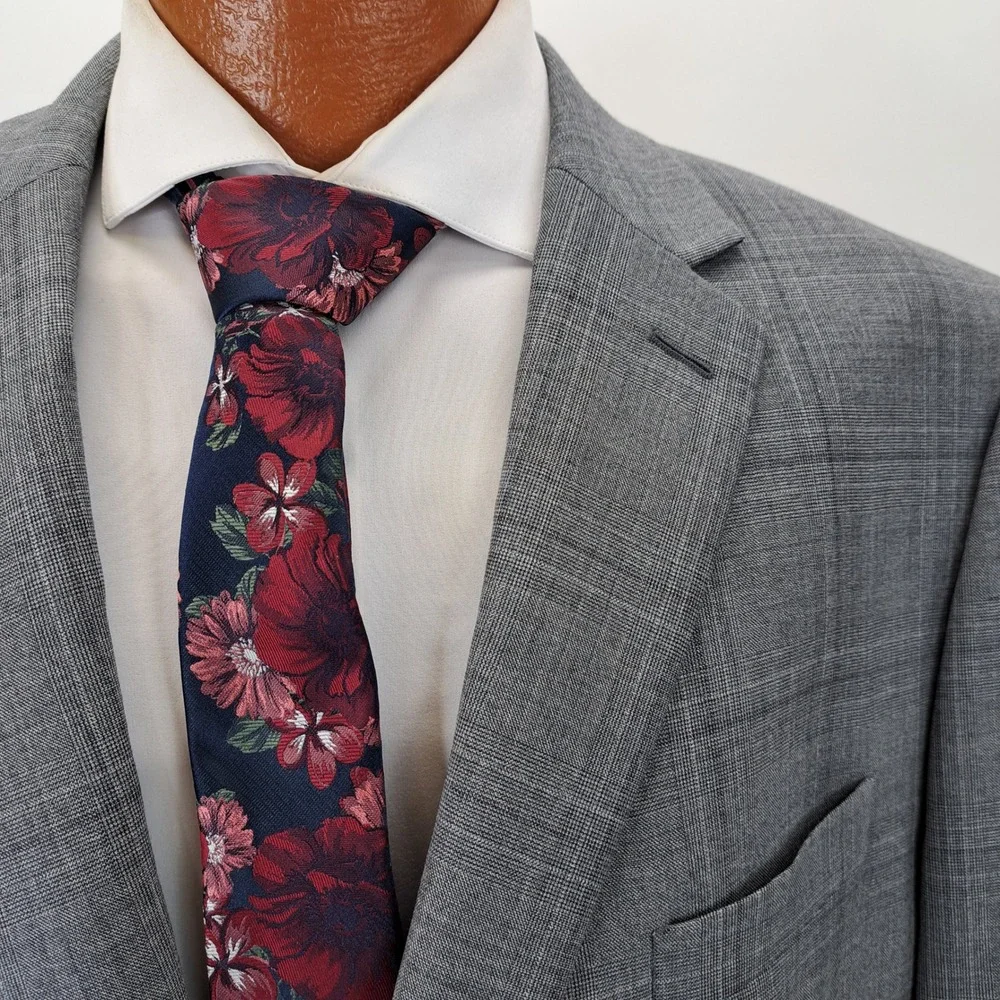 LAUREN Ralph Lauren Gray Plaid Wool Blend 2 Piece Suit 48R Jacket & Pants Mens